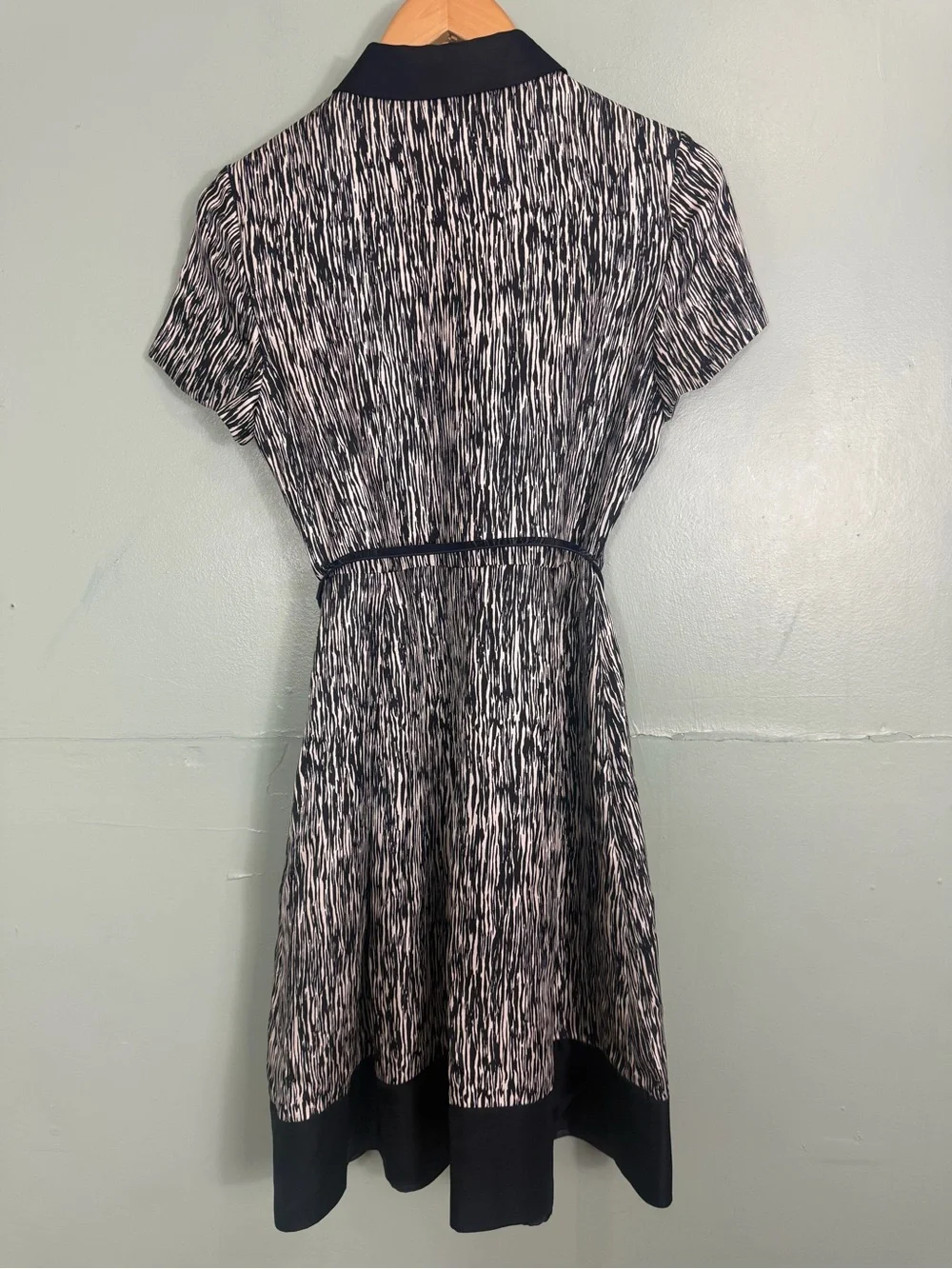 Kate Spade Stefania Silk Half Button Up‎ Mini Dress Women Size 6 Black White